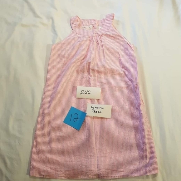 Gymboree girls dress size 12 seersucker pink and white stripe Outlet, lined EUC - Picture 1 of 6